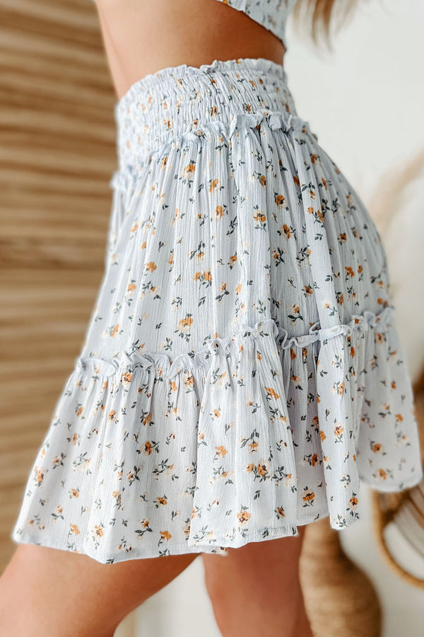 Total Cutie Floral Two-Piece Skirt Set (Light Blue) - NanaMacs