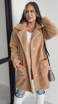 Coldest Days Teddy Coat (Camel) - NanaMacs