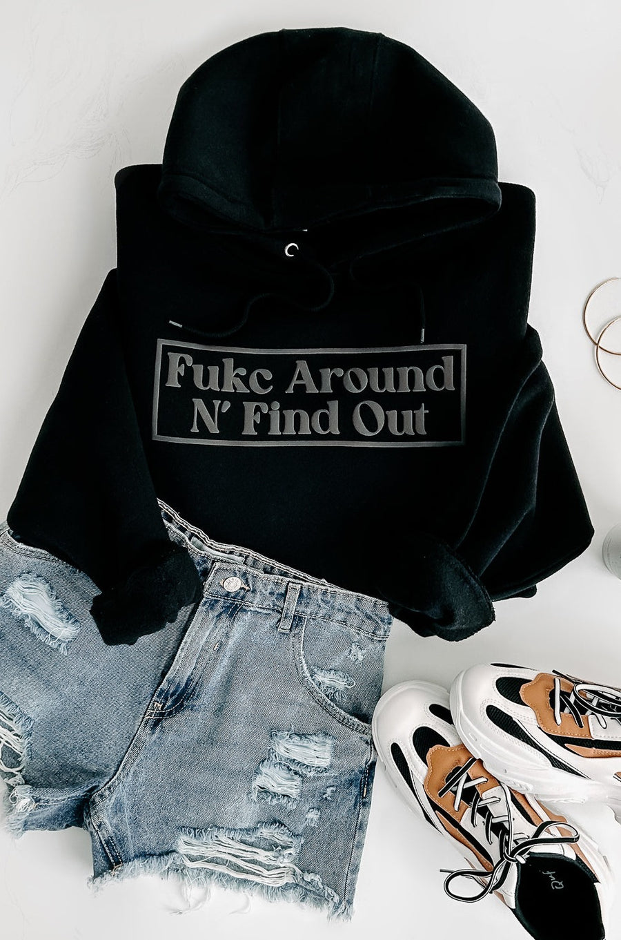 "Fukc Around N' Find Out" Puff Graphic Multiple Shirt Options (Black) - Print On Demand - NanaMacs