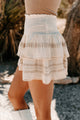 Evelynn Embroidered Smocked Mini Skirt (Beige) - NanaMacs