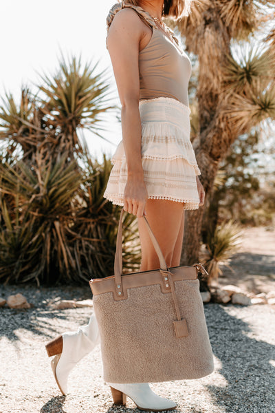 Highland Hopes Sherpa Tote (Taupe) - NanaMacs