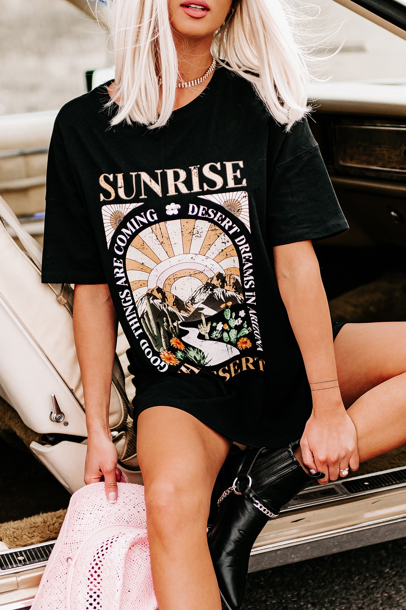 Desert The NanaMacs (Black) Oversized · T-Shirt Print Sunrise\