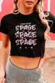 "I Need Space" Raw Hem Graphic Crop Tee (Black) - Print On Demand - NanaMacs