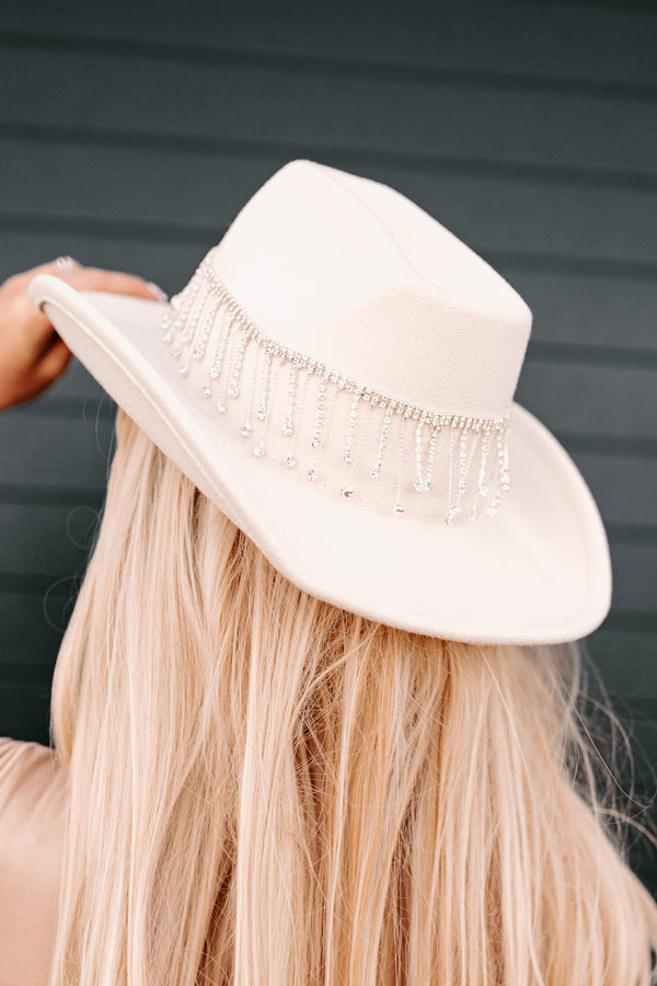 Nashville Nights Rhinestone Fringe Cowboy Hat (Ivory) - NanaMacs