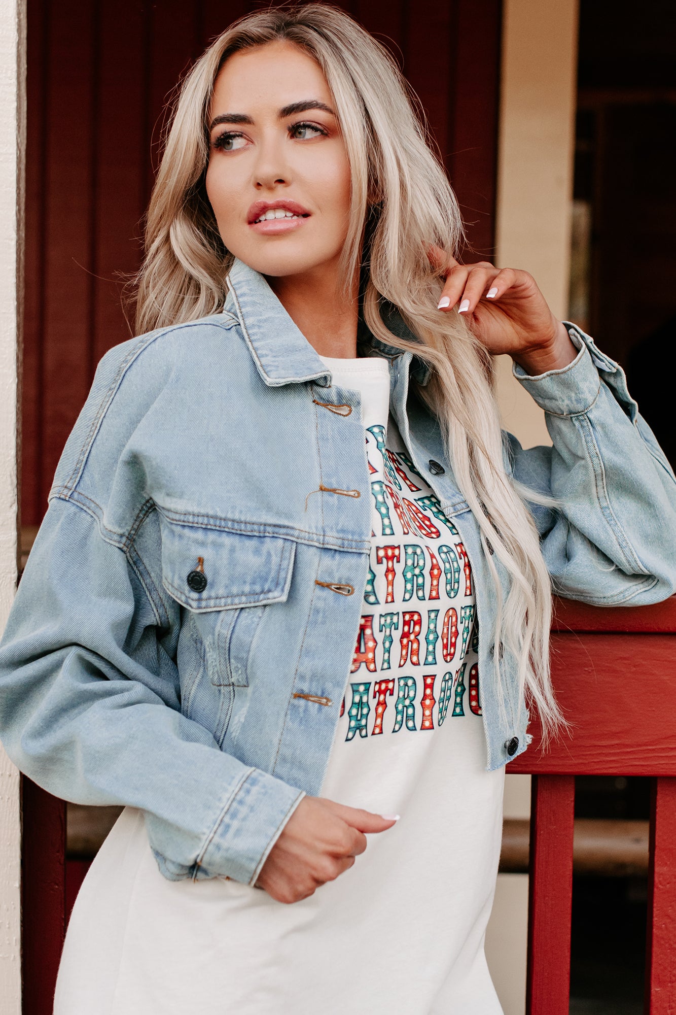 Major Must Have Cropped Distressed Denim Jacket (Medium) - NanaMacs