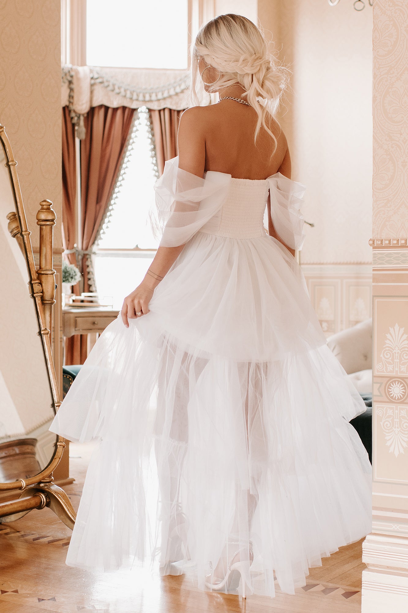 Let's Elope Layered Tulle Maxi Dress (White) · NanaMacs