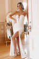 Marvelous Charm Rhinestone Detailed Maxi Dress (White) - NanaMacs