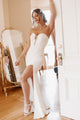 Marvelous Charm Rhinestone Detailed Maxi Dress (White) - NanaMacs