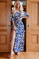 Linnea Floral Off The Shoulder Maxi Dress (Navy) - NanaMacs