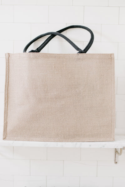 "Hello Weekend" Twine Tote Bag (Black) - NanaMacs