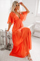 Tier And Now Tiered V-Neck Maxi Dress (Orange Red) - NanaMacs