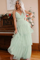 Faith, Trust, & Pixie Dust Glitter Mesh Tiered Maxi Dress (Sage Green) - NanaMacs