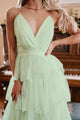 Faith, Trust, & Pixie Dust Glitter Mesh Tiered Maxi Dress (Sage Green) - NanaMacs
