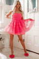 Sweetest Surprise Ruffled Mesh Mini Dress (Hot Pink) - NanaMacs