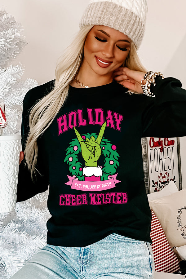 "Holiday Cheer Meister" Graphic Multiple Shirt Options (Black) - Print On Demand - NanaMacs