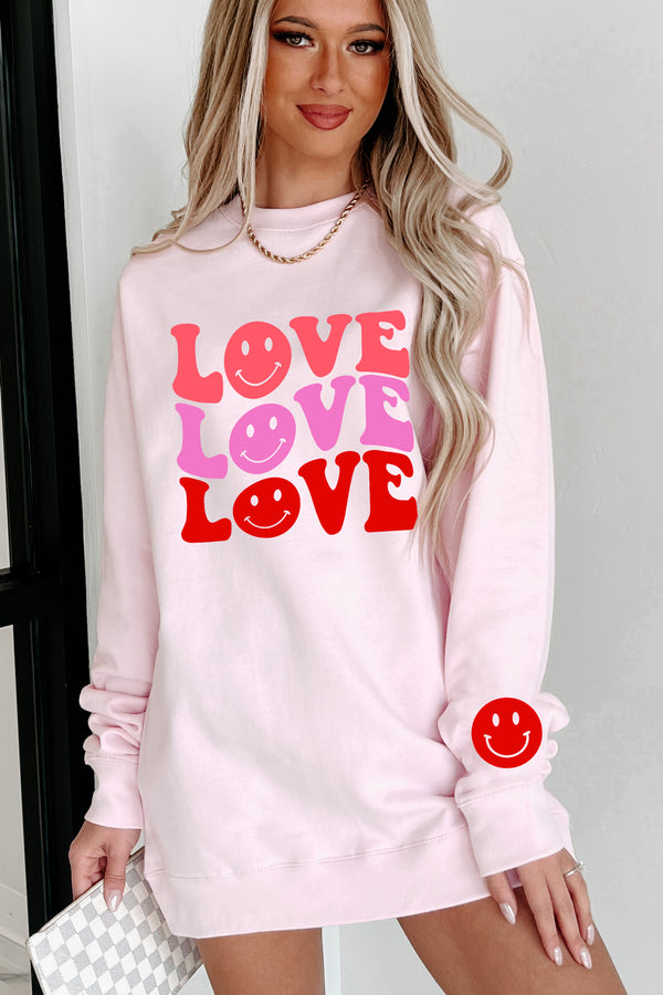 Groovy Love Graphic Crewneck (Light Pink) - Print On Demand - NanaMacs