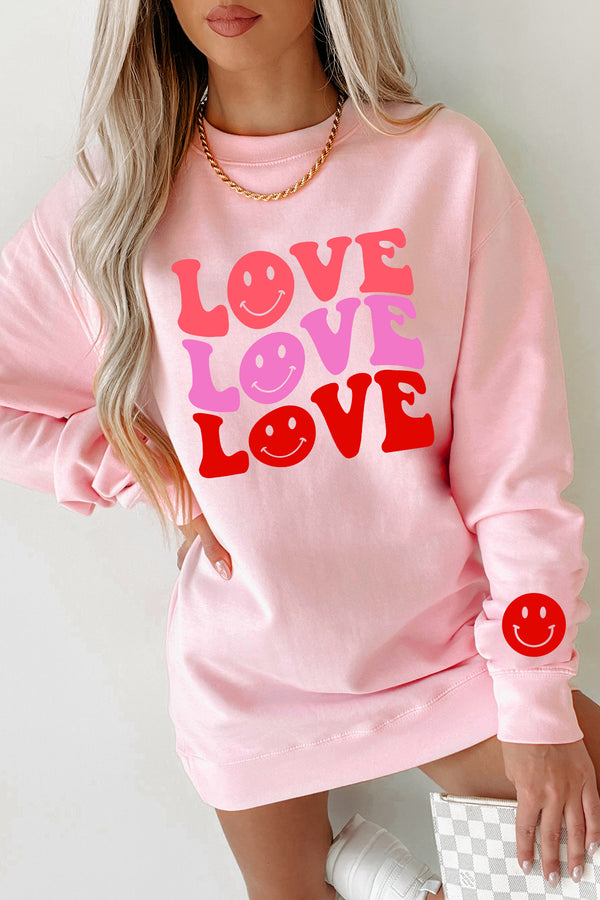 Groovy Love Graphic Crewneck (Light Pink) - Print On Demand - NanaMacs