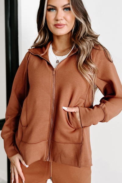 Keep Moving Hooded Active Jacket (Camel) - NanaMacs