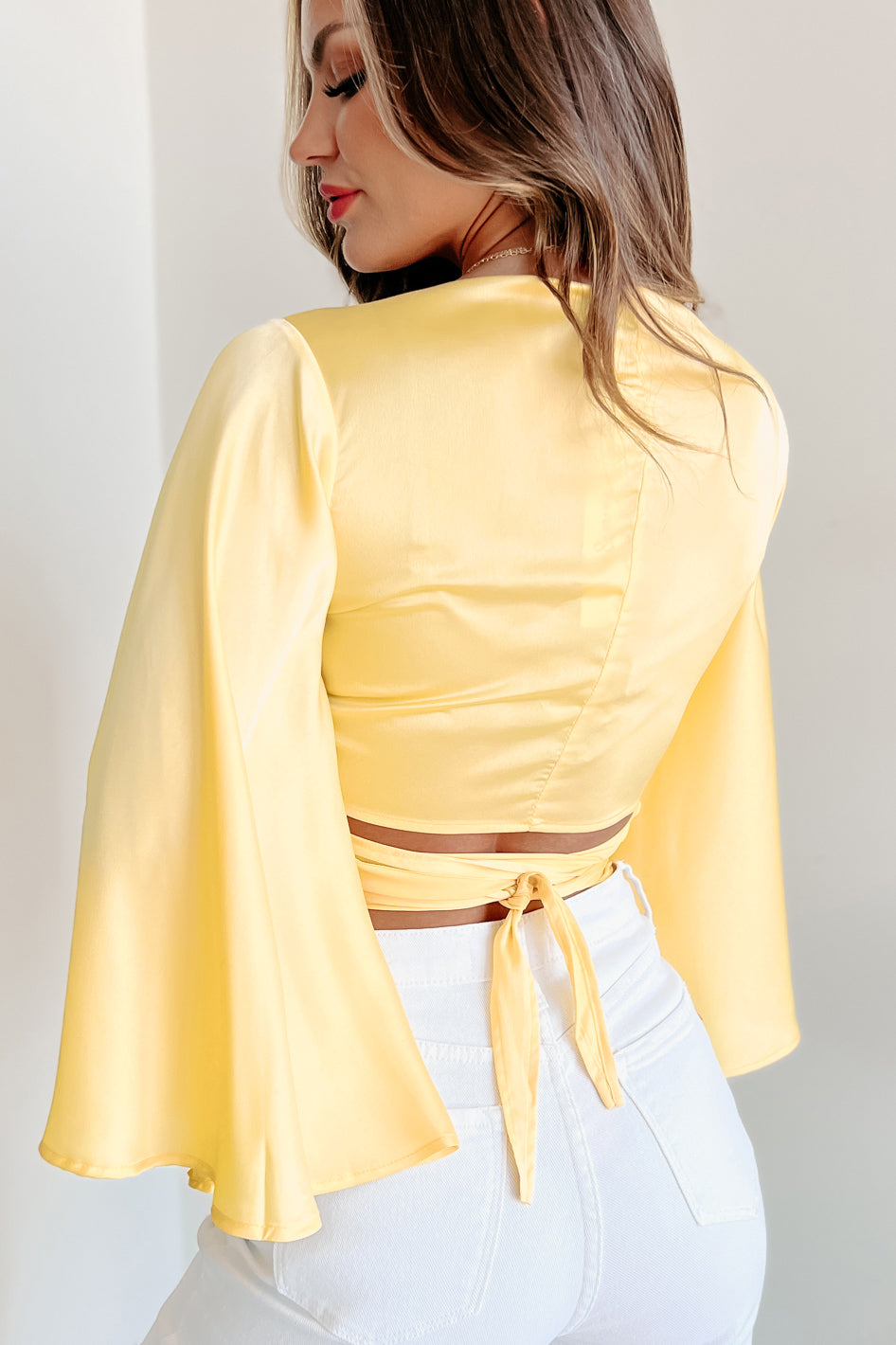 Better Off Kimono Sleeve Crop Top (Lemon) - NanaMacs