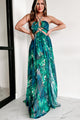 Fabulous In Fiji Tropical Print Maxi Dress (Blue/Green) - NanaMacs