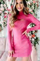 Met Your Match Mock Neck Sweater Dress (Hot Pink) - NanaMacs