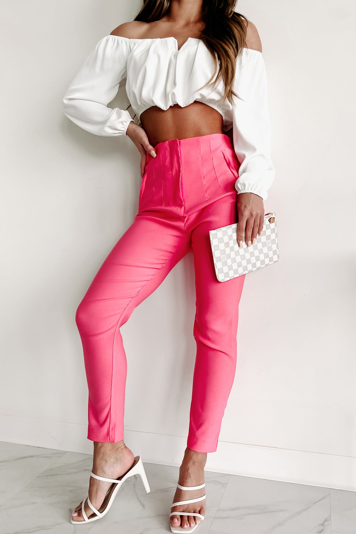 Classic Idea Pleated Skinny Slacks (Pink) - NanaMacs