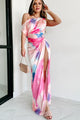 Somewhere Above One Shoulder Maxi Dress (Pink) - NanaMacs