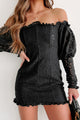 Staying Selective Off The Shoulder Lace Mini Dress (Black) - NanaMacs