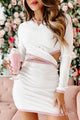 Full Of Grace Long Sleeve Cut Out Mini Dress (Ivory/Pink) - NanaMacs