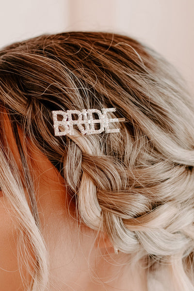 Coveted Title Rhinestone "Bride" Hair Pin (Silver) - NanaMacs
