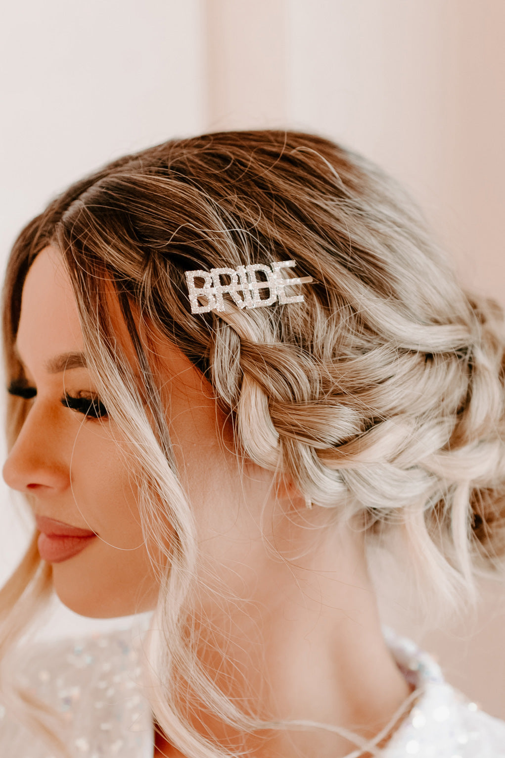 Coveted Title Rhinestone "Bride" Hair Pin (Silver) - NanaMacs