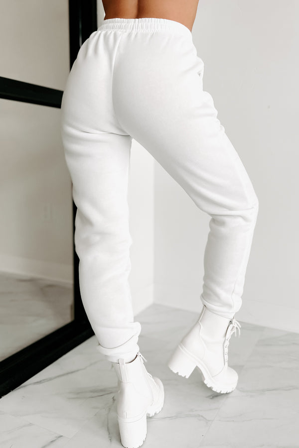 Living Comfortably Crop Hoodie & Joggers Set (White) - NanaMacs