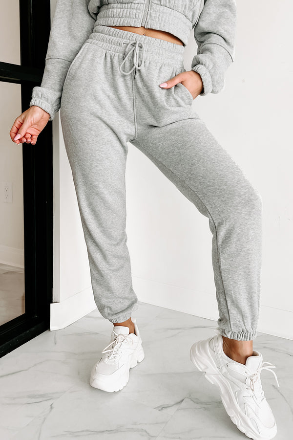 Just Playing Around Zip-Up Hoodie & Joggers Set (Heather Grey) - NanaMacs