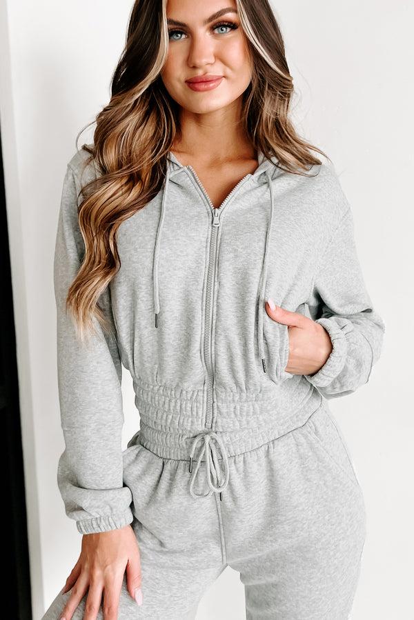 Just Playing Around Zip-Up Hoodie & Joggers Set (Heather Grey) - NanaMacs