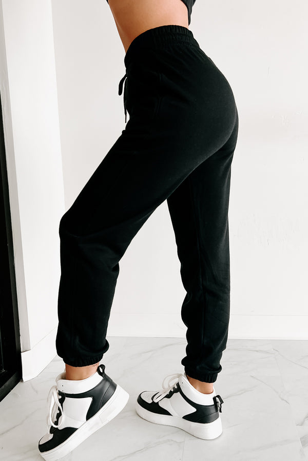 Just Playing Around Zip-Up Hoodie & Joggers Set (Black) - NanaMacs