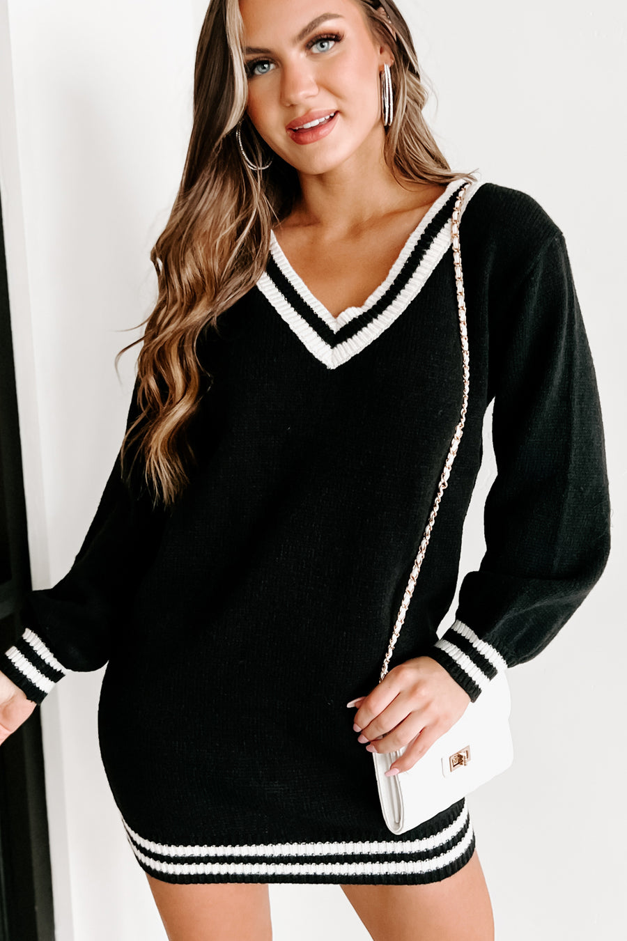 Better Be Long Sleeve Sweater Dress (Black) - NanaMacs