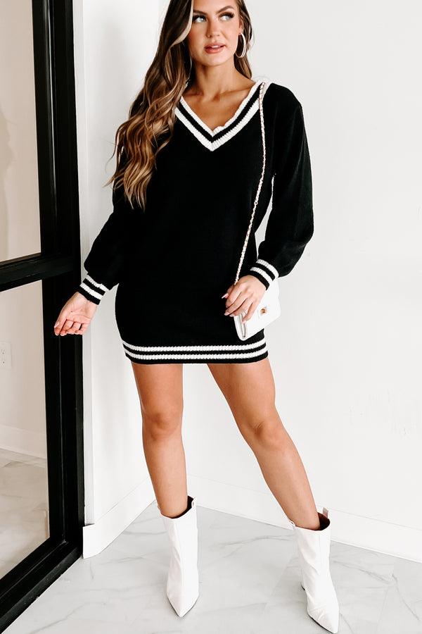 Better Be Long Sleeve Sweater Dress (Black) - NanaMacs