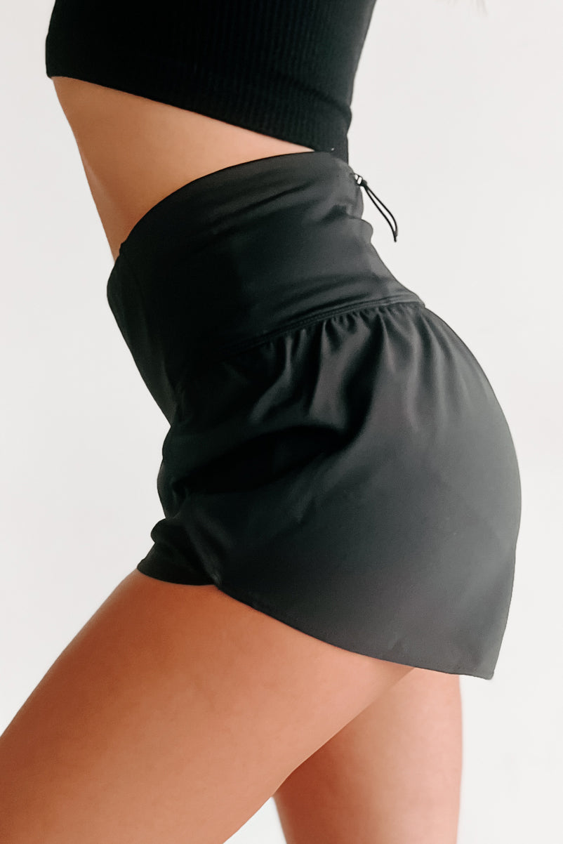 Fitness Fanatic High Waisted Athletic Shorts (Black) - NanaMacs