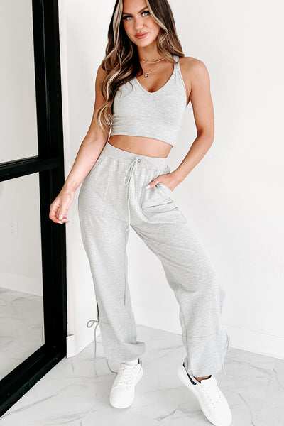 Laid Back Kinda Day Heather Gray Solid Top/Jogger (2-Piece Set) - T783