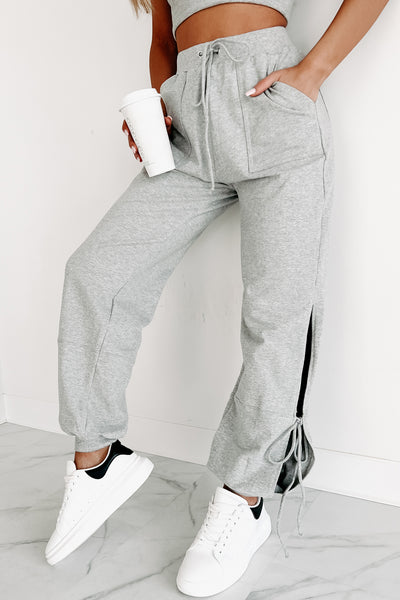 Laid Back Ways Two Piece Jogger Set (Heather Grey) - NanaMacs