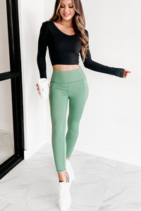 Personal Best High Waist Side Pocket Leggings (Green) - NanaMacs