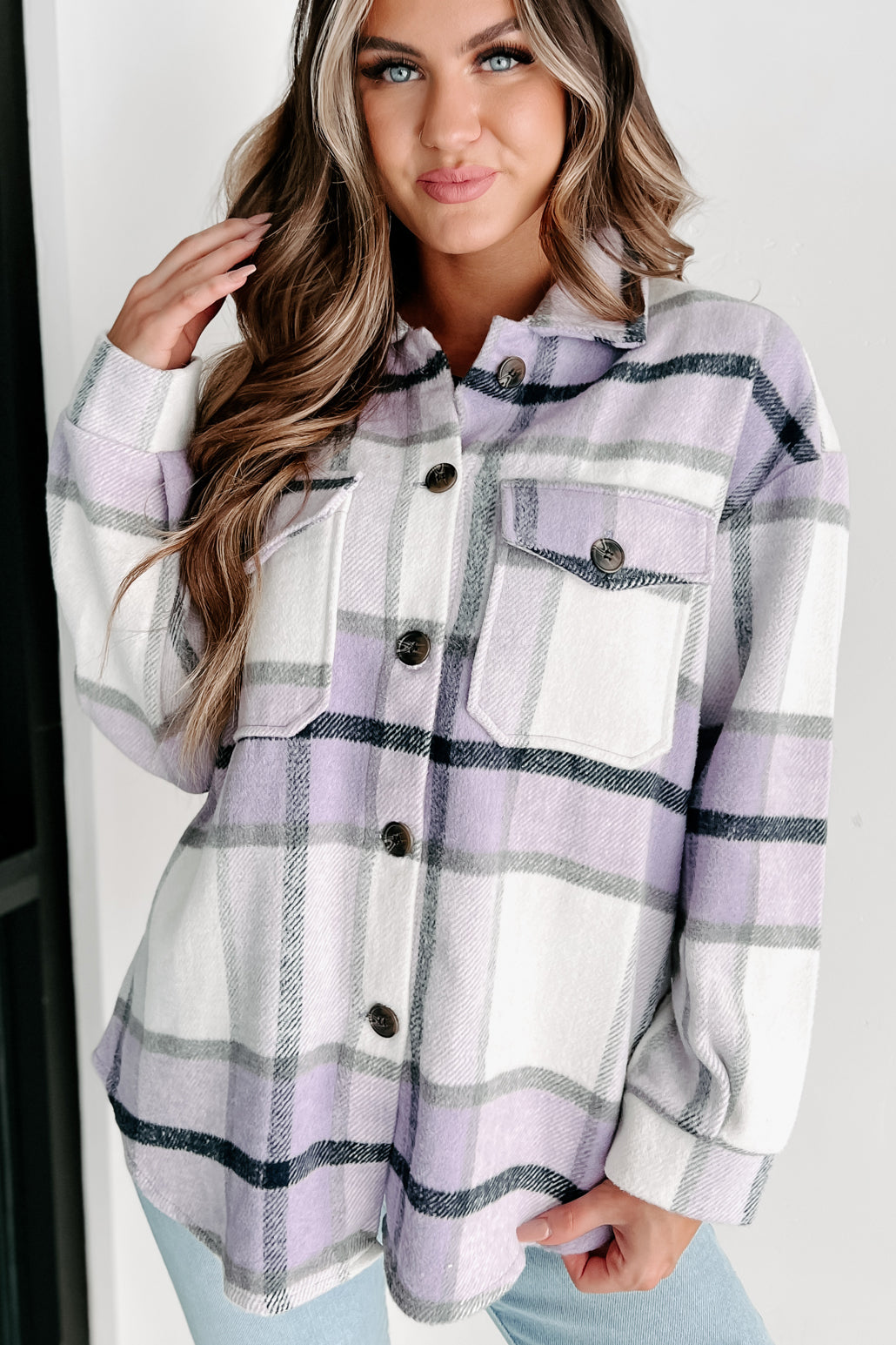 Tandy Plaid Shacket (Lavender) - NanaMacs