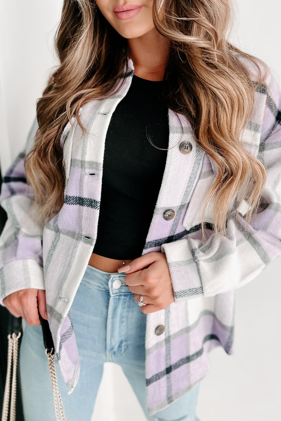 Tandy Plaid Shacket (Lavender) - NanaMacs