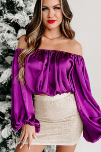 Loved By You Off The Shoulder Crop Top (Grape) - NanaMacs