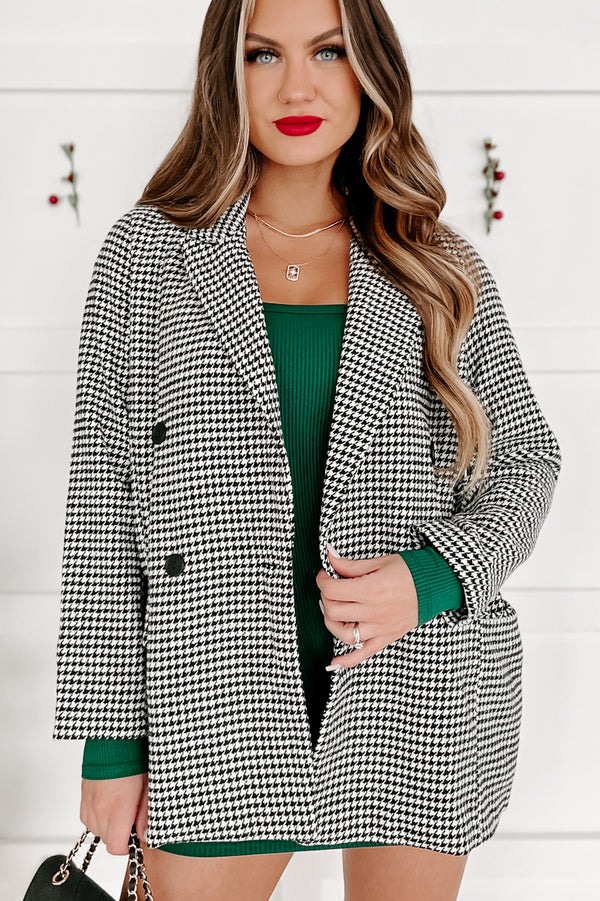 Pinky Promises Houndstooth Blazer (Black) - NanaMacs