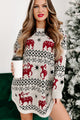 Snowflakes & Sleighs Printed Sweater Dress (Multi) - NanaMacs