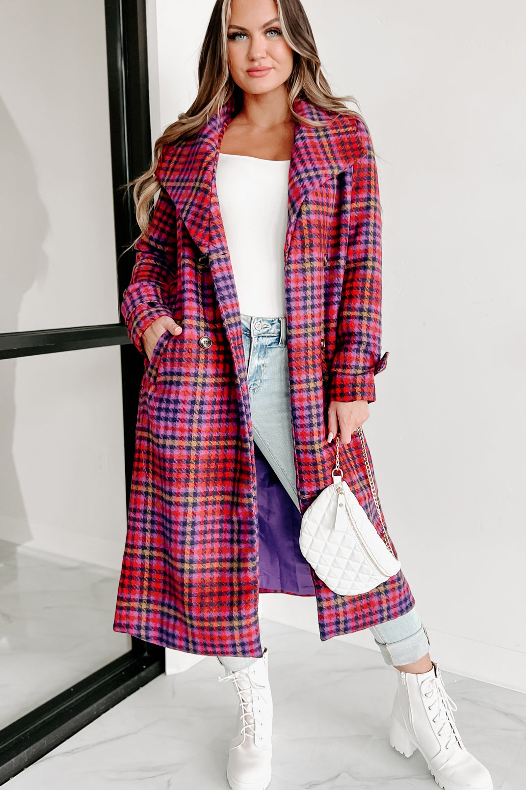 Red houndstooth sale coat