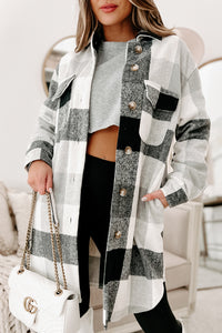 Emory Long Plaid Shacket (Black) - NanaMacs