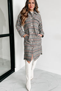 City Strolls Plaid Coat (Black/White/Orange) - NanaMacs