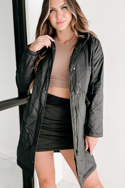 Holiday Steal- Winter Walks Quilted Coat (Black) - NanaMacs